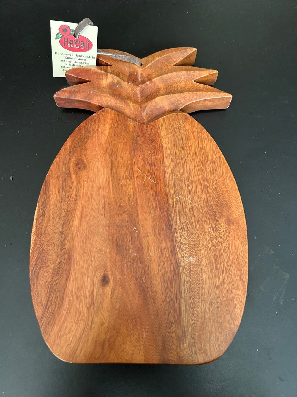 Hawaii No Ja Oi Handcrafted Pineapple Wood Serving Board - Brown